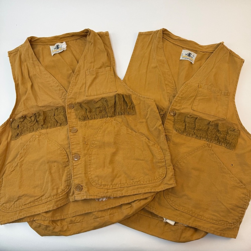 Vtg Black Sheep Duck Tan Cotton Hunting Game Pouch Vest Shooting Japan M & L